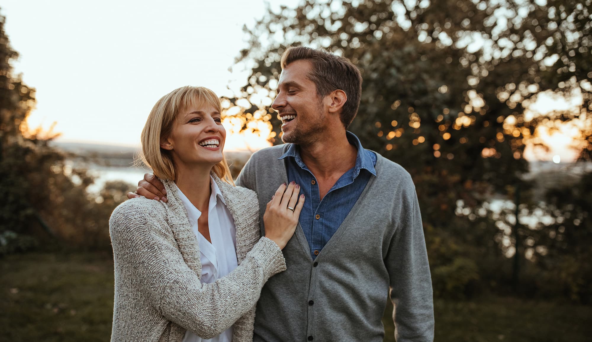 Man and woman walking outside at Livana East Hanover